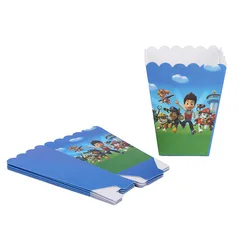 6pcs 17*15cm Paw Patrol Disposable popcorn box Rubble Skye Rocky Paper Bag Baby Shower Party Favors Decorations