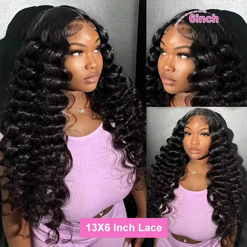 13x5 lage peruca dianteira do laço cabelo humano peruca encaracolado profundo 100% cabelo humano virgem pré arrancado perucas para mulher com linha fina natural