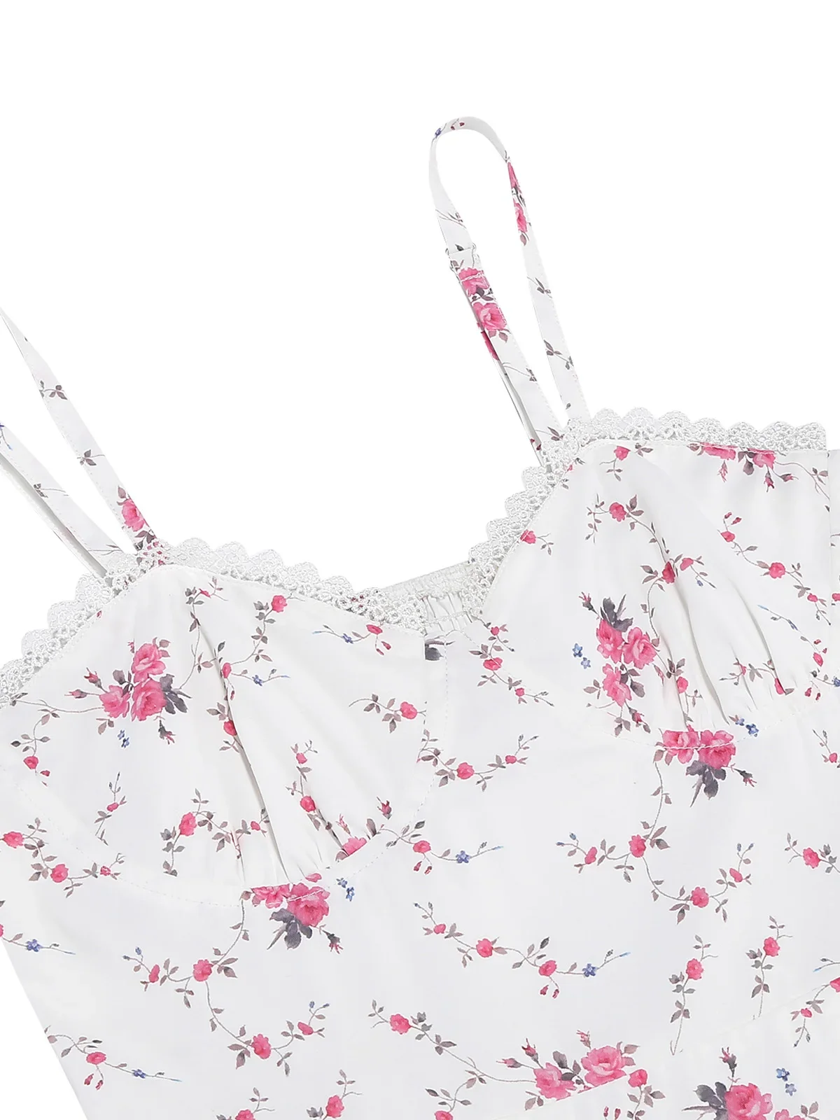 Lace Trim Spaghetti Strap High Waist Prom Party Long Dresses 2025 Floral Summer Women Floral Print Evening Cocktail Night Dress