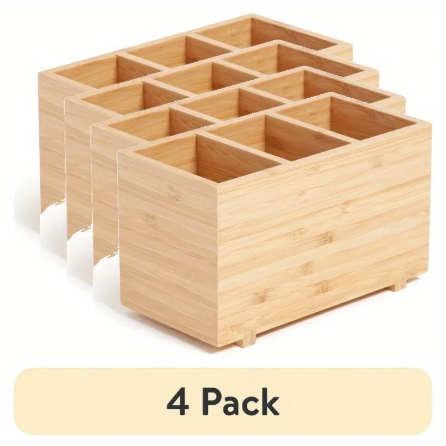 

(4 шт.) Настольный ящик для хранения, 7 x 3,5 x 4,2 дюйма, бамбук