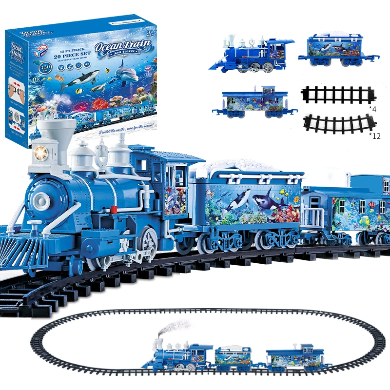 Simulated ocean steam train, classic retro steam train shape, double upgrade, parent-child interaction, warm companionship