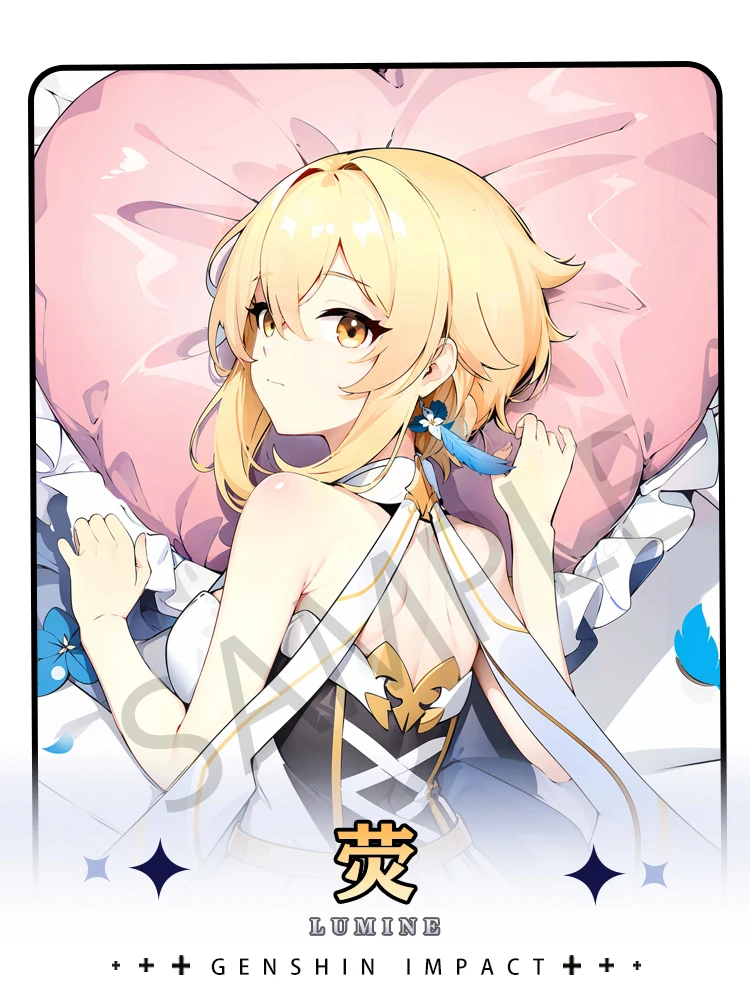 غطاء وسادة أنيمي بتأثير Lumine Genshin ، جسم معانقة على الوجهين ، Dakimakura ، غطاء وسادة ، فتاة ، تأثيري ، ديكور منزلي ، هدية