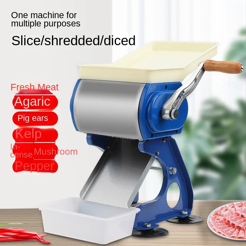 Manual meat cutter, commercial meat slice shredding machine, meat grinder, stainless steel small meat cutter, household use