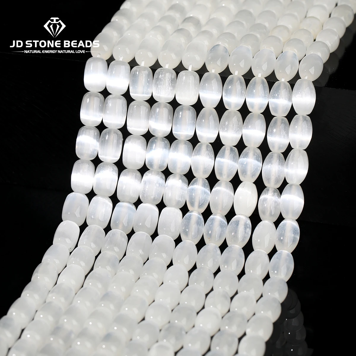 5A Natural Gypsum Stone Rice Shape Beads Smooth Loose Spacer Selenite Bead for Jewelry Making DIY Bracelet Necklace Accessory