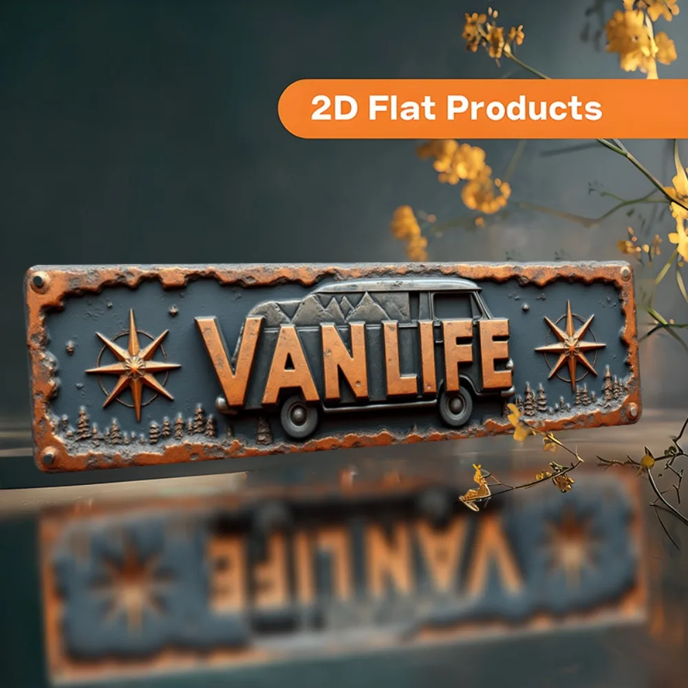 CIFBUY Vintage Rustic Van Life Iron Wall Art Waterproof Home Office Truck Decor Durable Metal Mural Statue Hanging Sculpture