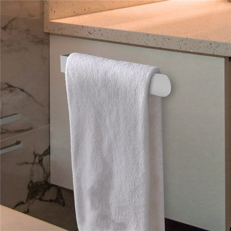 Soporte para toallas de mano de ABDJ-2X, barra para toallas de mano, barra para toallas de baño autoadhesiva en la pared, acero inoxidable cepillado, plata, B