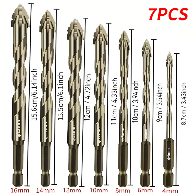 Conjunto de Brocas Excêntricas Dentadas de 4 Pontas, Ferramenta de Alvenaria para Concreto, Azulejos e Madeira