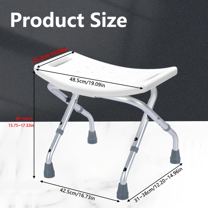 كرسي استحمام قابل للطي، مقعد حمام بفتحات تصريف ومقابض داخل المقعد، يدعم المستخدمين ما يصل إلى 300 رطلاً #2
