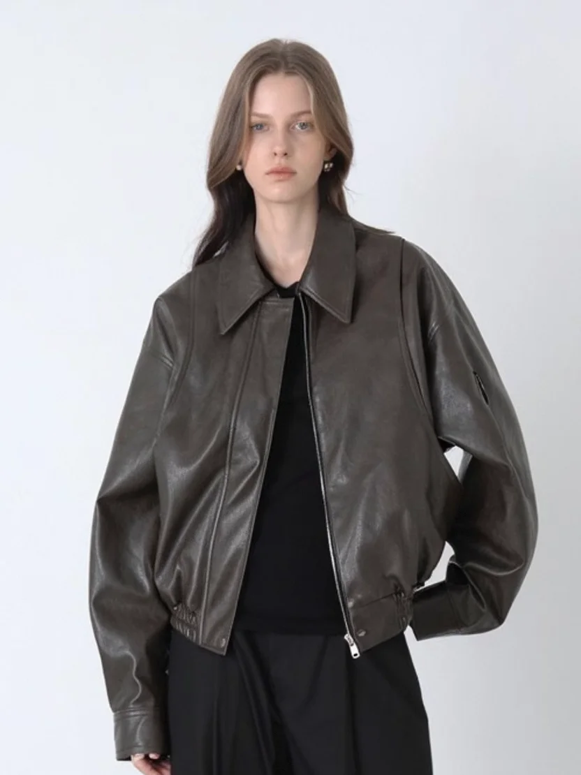 

Женская куртка Billboom в американском ретро-стиле с воротником из искусственной кожи, свободного кроя, с хлопковой подкладкой, мотоциклетная куртка, модное женское пальто