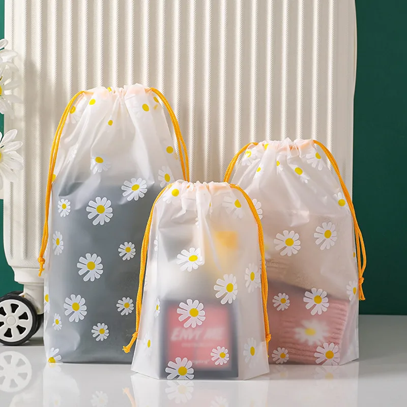 20PCS Flower Daisy Storage Bags Portable Travel Drawstring Clothes Shoes Organizer Waterproof Makeup Toiletry Bags Packing Bag