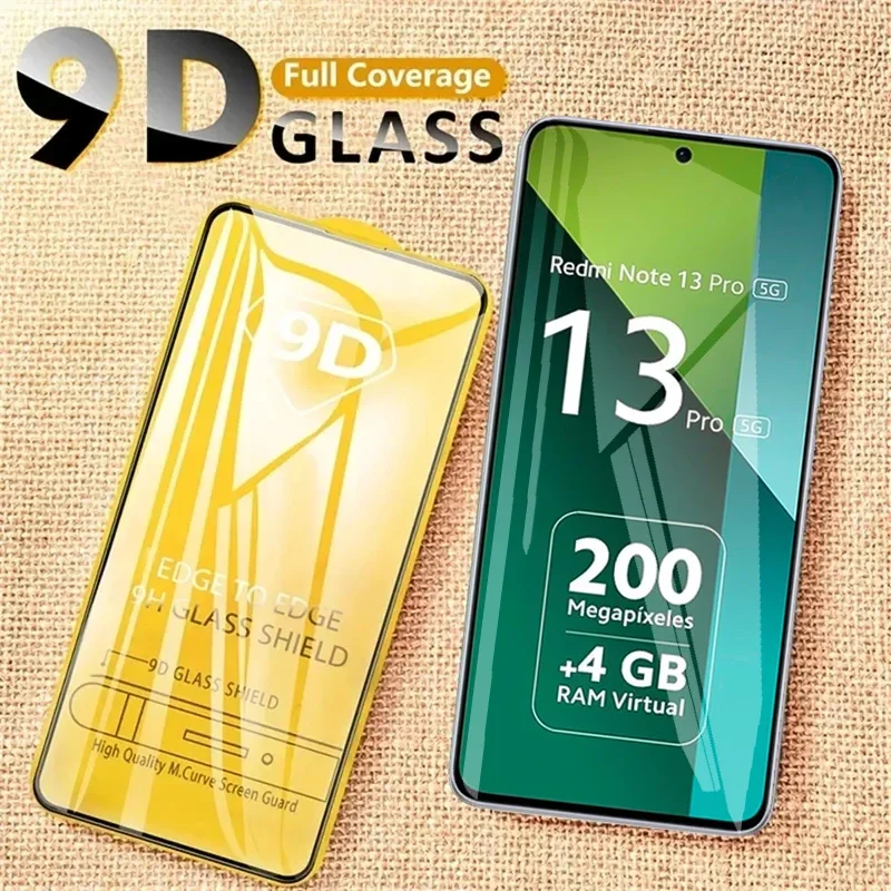 2-4PCS 9D Tempered Glass For Redmi Note 13 12 11 Pro Plus 10 9 8 12S 11S 10S Screen Protector for Xiaomi Redmi 13C 12C 12 10C 10