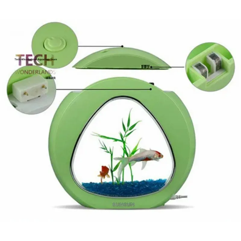 SUNSUN acquario acrilico ecologia ufficio carro armato di pesci del desktop creativo acquario filtro integrazione LED sistema di illuminazione YA-02