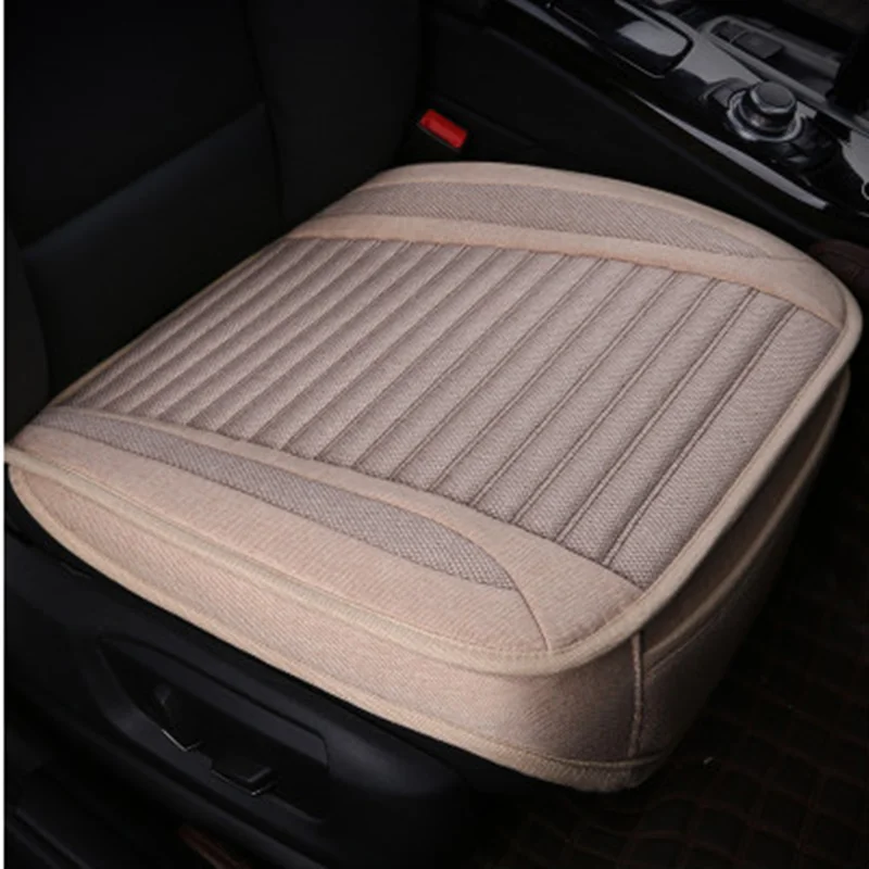 Flax Car Seat Cushion Anti-skid Pads For Main And Co-pilot Seats Four Seasons All-Inclusive Fabric Seat Cover Auto Accessories