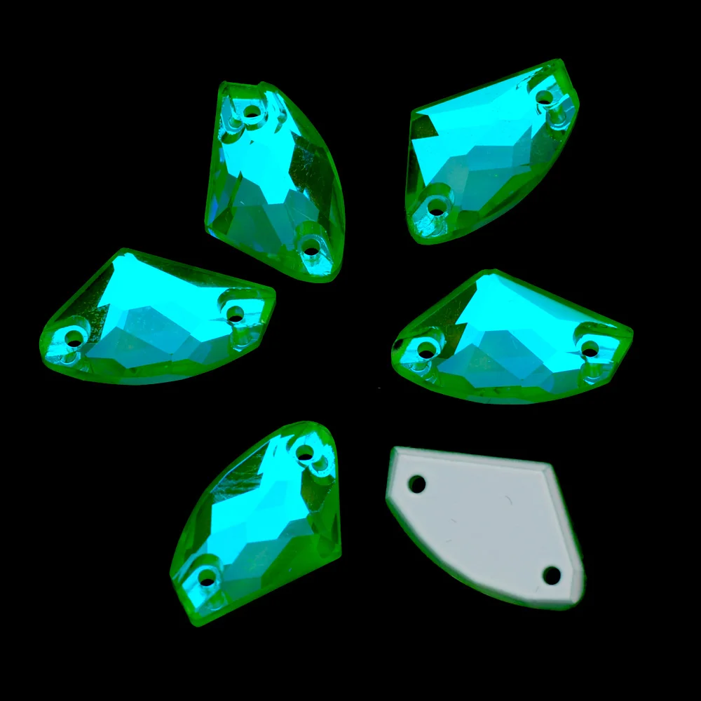 Neonfarbene K9-Glassteine mit galaktischen Kanten und Facettenschliff, flache Rückseite, Strasssteine zur Dekoration von Hochzeitskleidern, aufnähbare Kristalle – Detail 9