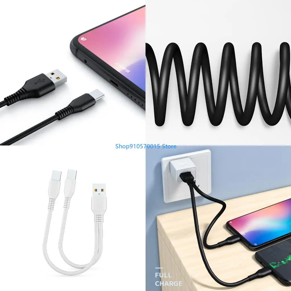 B95C 2 in 1 USB Dual Type C Cable Splitter Charging Cable Portable Cord Wire For Two Type C Devices