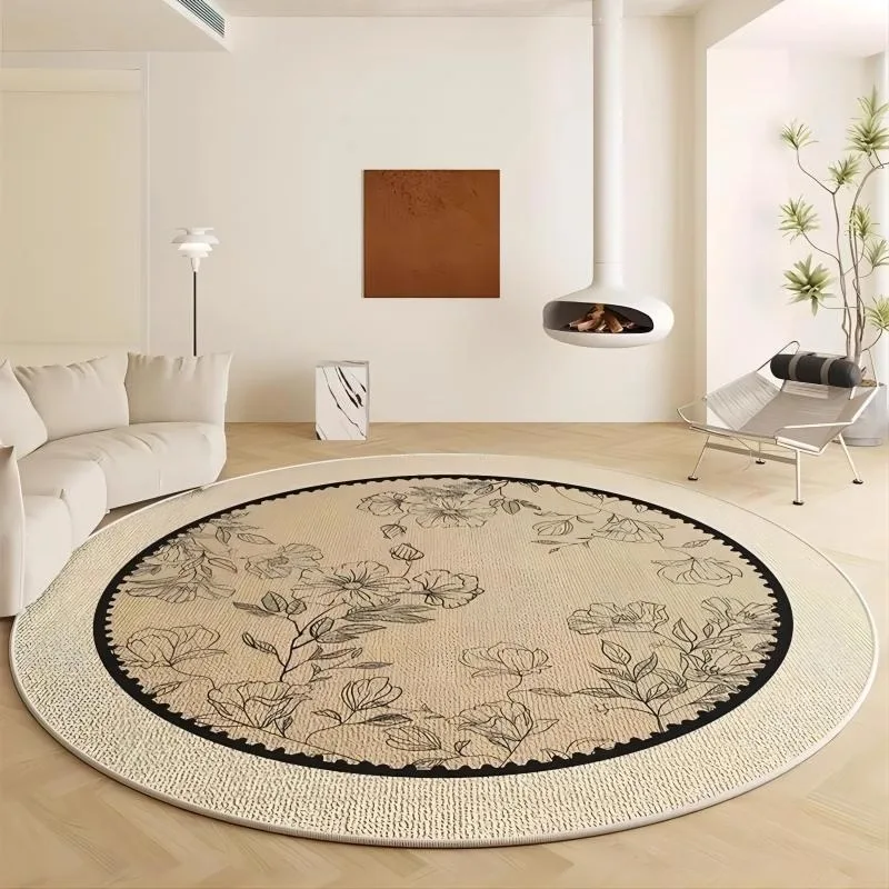 

Living Room Carpet French Style Round Bedroom Bedside Large Area Floor Mat Coffee Table Cloakroom Retro Rugs 거실 카펫 Alfombras