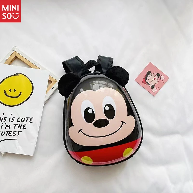 Mochila Miniso para niños con forma de huevo, bolso preescolar de dibujos animados para niños y niñas de 3 a 5 años, lindo bolso para guardería