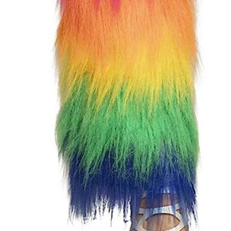 Fuzzy Faux Furs Leg Warmers Furs Long Cuffs Cover Has Elastic Pair Carnivals Boot Cover Y2K JK Uniform