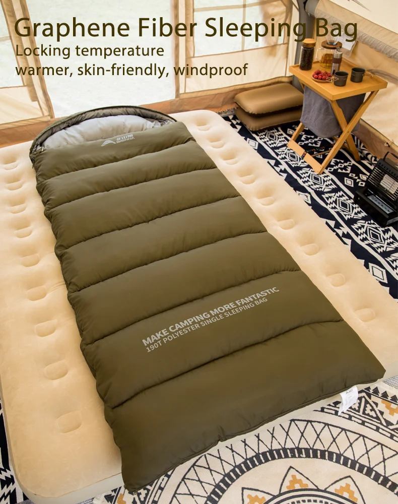 BISINNA Camping-Schlafsack, leicht, warm, mit Umschlag, Rucksackreisen, Schlafsack für Erwachsene, für Outdoor-Reisen, Wandern – Detail 1