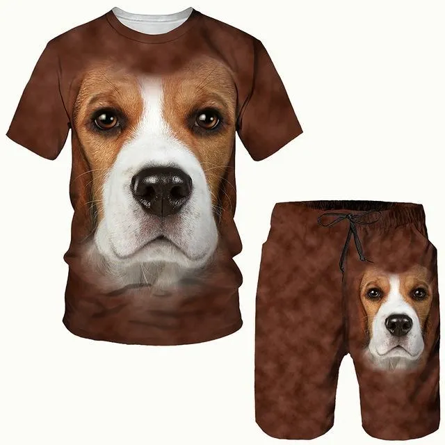

New Men's Pet Dog Suit 3D Printed Men T-shirt Shorts Set Sportswear Tracksuit Summer O Neck Short Sleeve Cool Clothing Suit