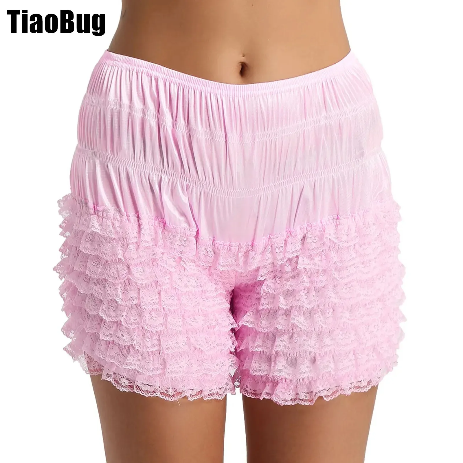 Women Ruffle Lace Dance Shorts Tiered Lingerie Bloomers Shorts Super Soft Boxer Underwear Panties