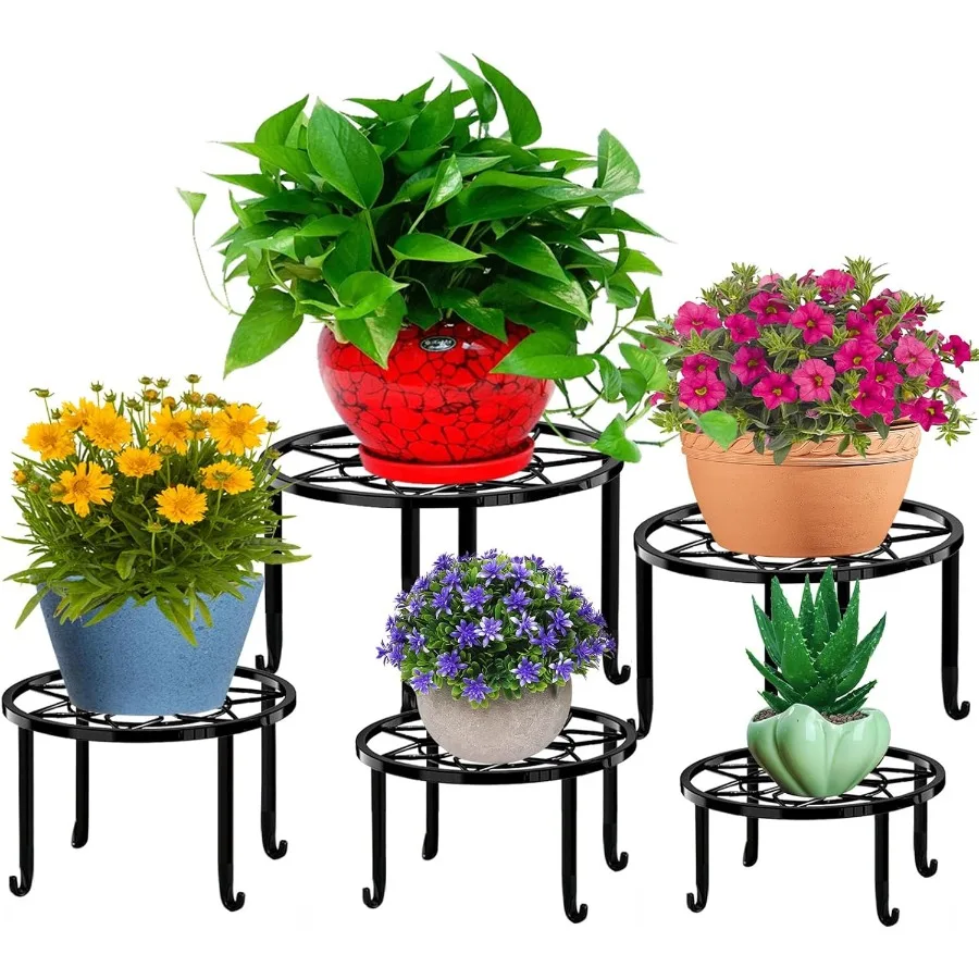 5 Pack Metal Plant StandsHeavy Duty Potted Holder for Flower Pot Indoor Outdoor Metal Rustproof Iron Garden Container Round Sup