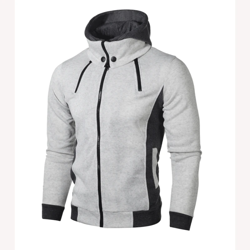 Spring Autumn New Hooded Long Sleeve Fashion Cardigan Man High Street Zipper Patchwork Pockets Outwear Vintage All-match Tops