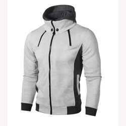 Spring Autumn New Hooded Long Sleeve Fashion Cardigan Man High Street Zipper Patchwork Pockets Outwear Vintage All-match Tops