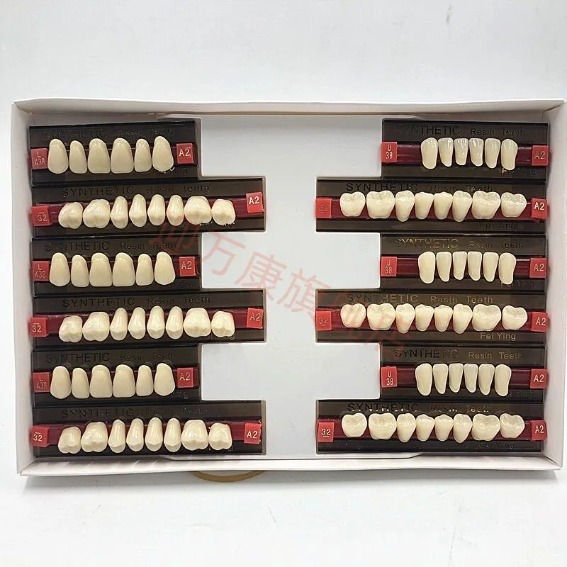 Economical Dental Resin Teeth Full Mouth Denture 16/12/3 Sets Posterior/Anterior A2 A3 2 Layers Wear-resistant Materials