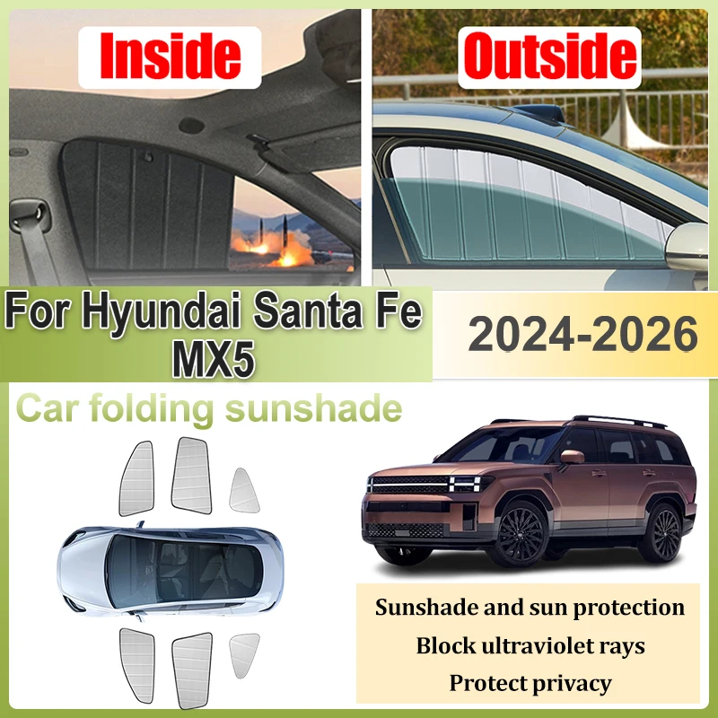 

Складные солнцезащитные шторки для Hyundai Santa Fe MX5 2025: Аксессуары 2024-2026, защита от солнца и конфиденциальности для автомобильных окон