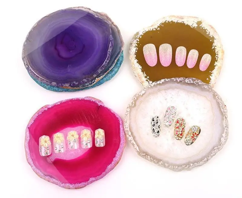 Natürliche echte Geode Achat unregelmäßige ovale Schmuck Display Stand Tasse Matte unpoliert Reiki Heilung Kristall Lagerung Matte DY-68