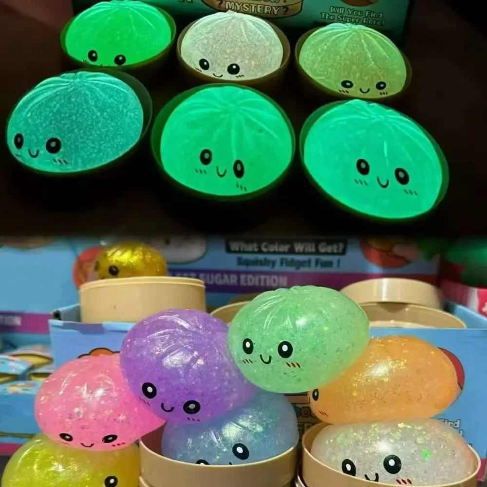 Creative Luminous Dumpling Squishy Toys Noctilucent Cute Soft Squishy Dumpling Pinch Glitter Sensory Fidget Ball Children Gifts