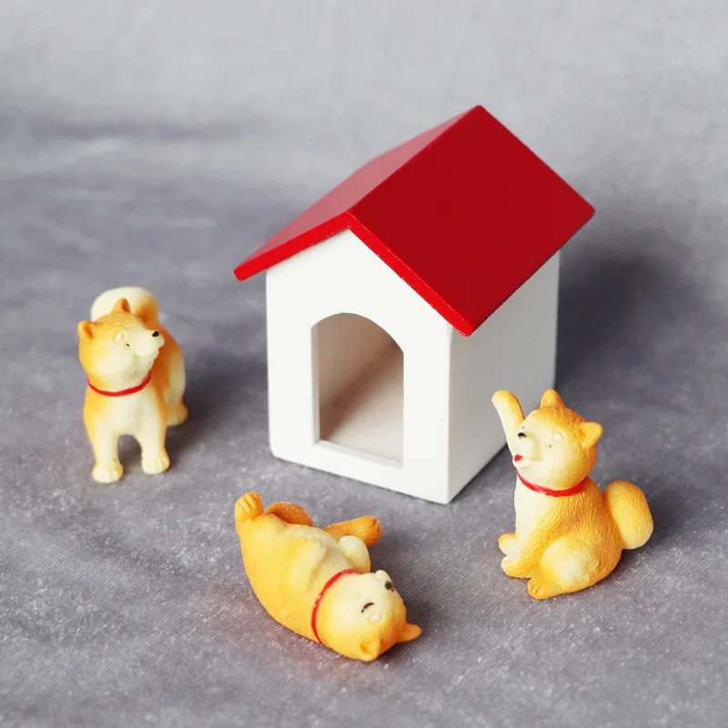 2 قطعة 1:12 دمية مصغرة - منزل أبيض سقف أحمر، ديكور بيت الجرو DIY