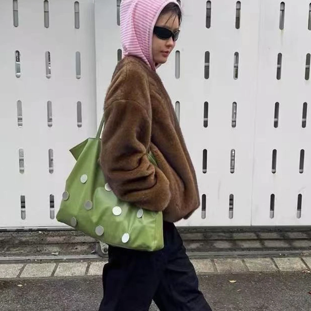 

Большая вместительная женская сумка через плечо с металлическим диском, кошельки и сумки для покупок, дизайнерские сумки для женщин, дорожные сумки для покупок