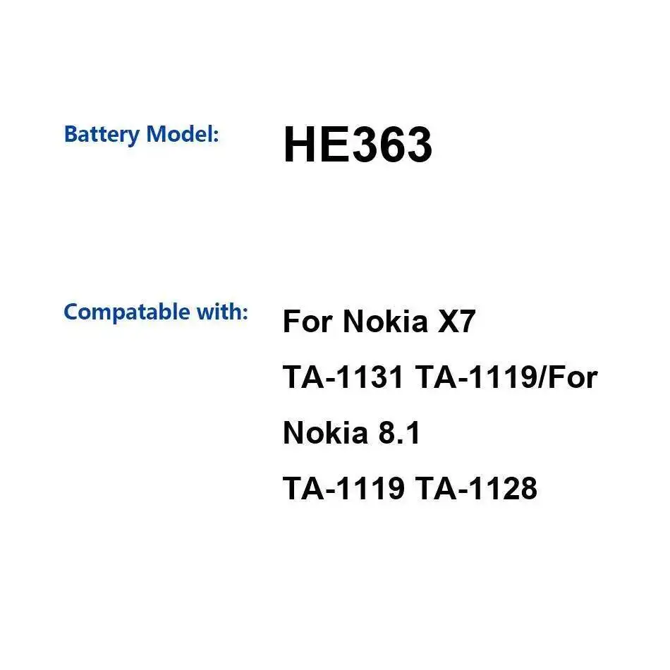

3500 мАч для Nokia 8,1 X7 TA-1131 TA-1119 TA-1128 аккумулятор мобильного телефона надежное питание HE363