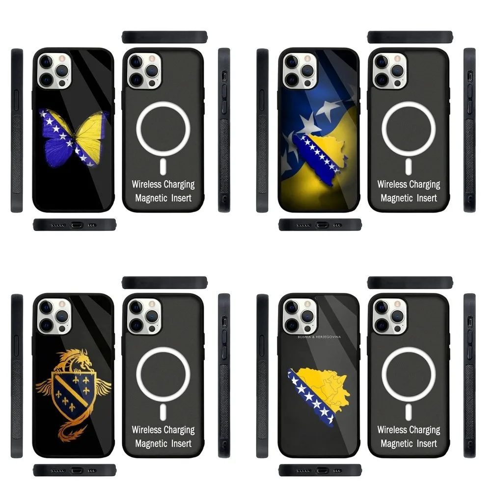 

Bosnia Flag Phone Case Strong Magnetic For IPhone 15,14,13,Pro,Max,Plus,11,12,Mini For Magsafe Wireless Charging