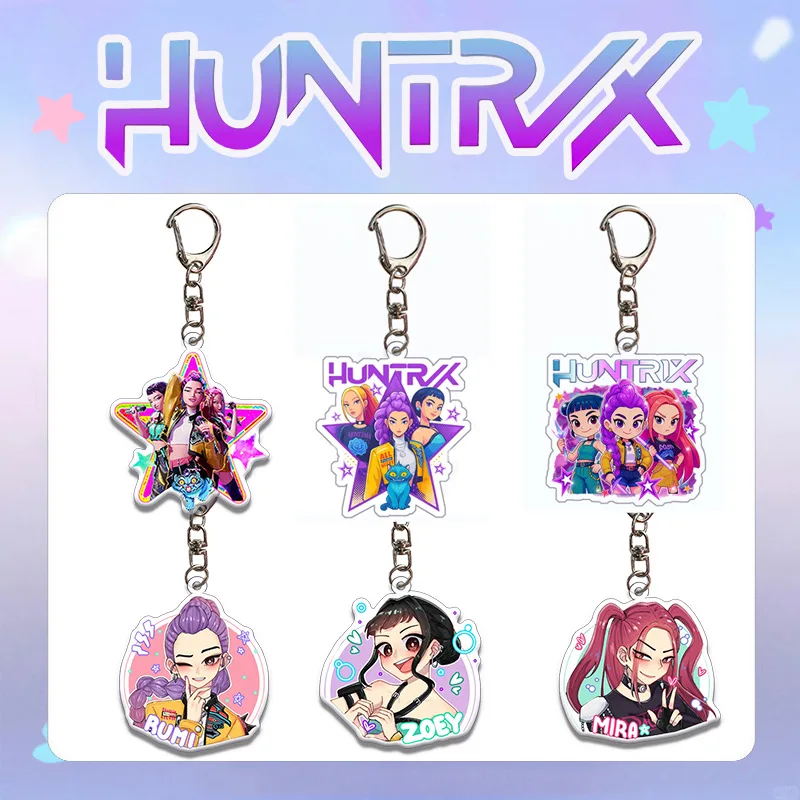 

KPop Demon Hunters Peripheral Cartoon Acrylic Cartoon Keychain Boys Girls Schoolbag Colourful Pendant Decoration Birthday Gift