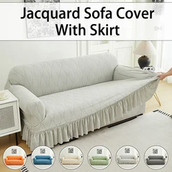 1 PC Jacquard Sofa Cover with Skirt Splash can be easily removed Couch Cover Protector of Bench with Armrest Plant Pattern