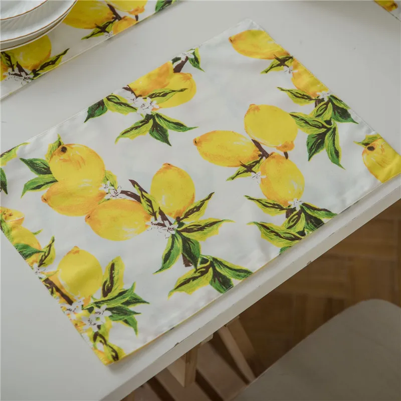 

1Pc 32x45cm Lemon Printed Table Dinner Placemat Kitchen Bowl Mat Background Cloth Home Party Decoration