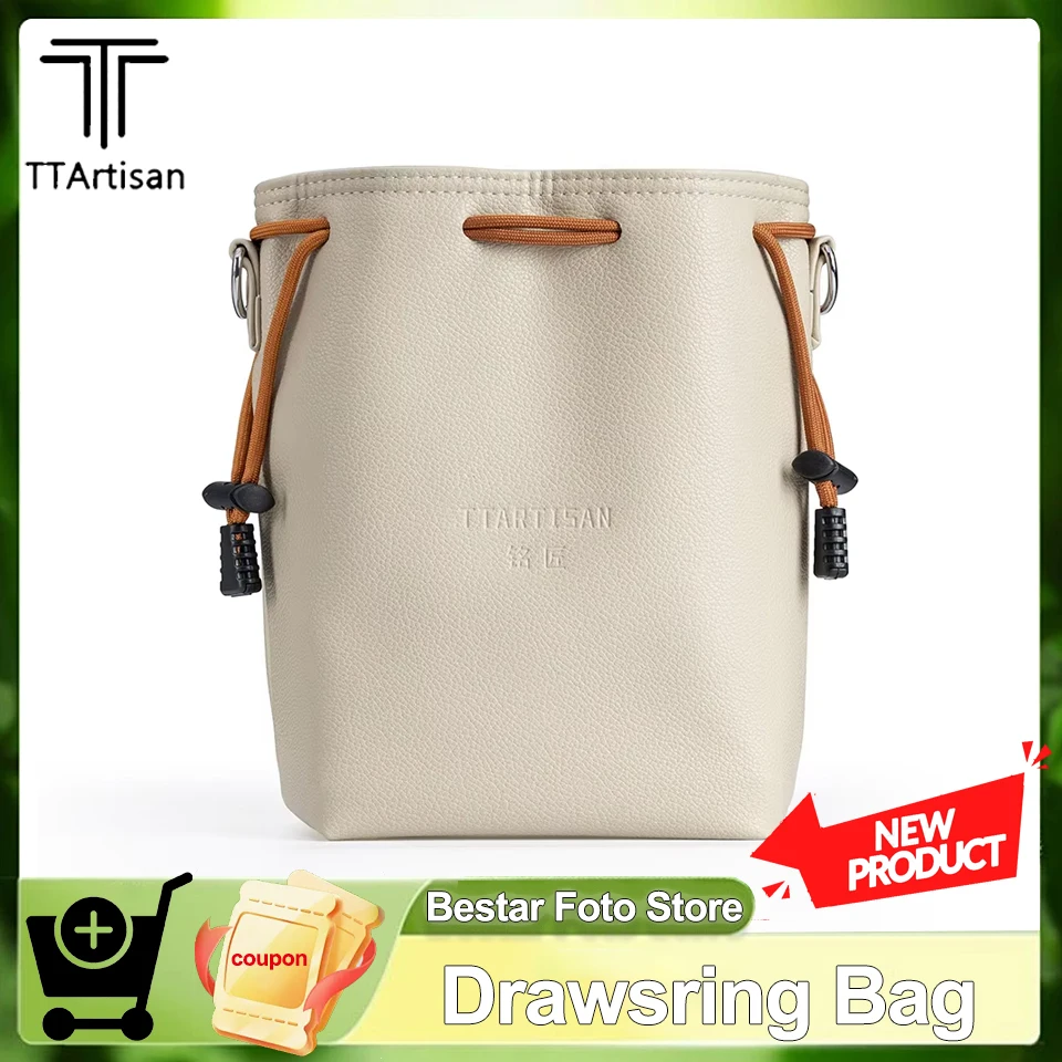 Bolsa TTArtisan Drawsring para accesorios de fotografía compatible con drones compactos de tamaño mediano, cámaras de acción y lentes Beige 300g