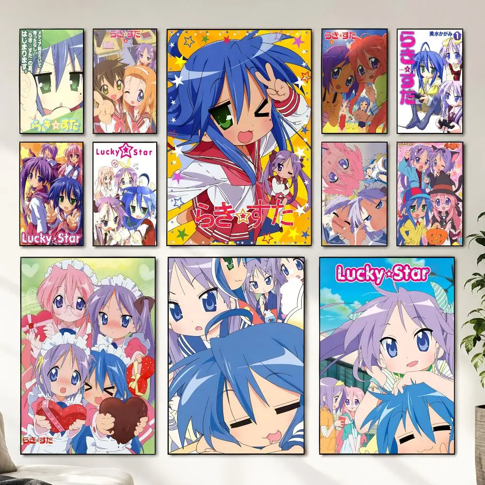 Japanese Anime L-Lucky S-Star Poster HD Home Decor Sticky Wall Waterproof Home Living Room Bar Aesthetic Decor
