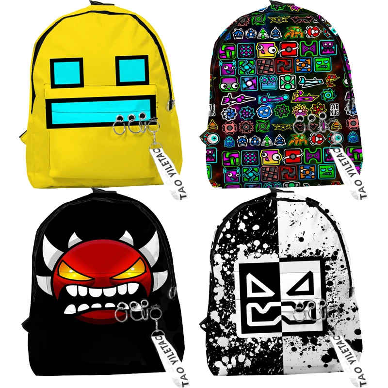 Kids Angry Geometry Dash 3D Print Backpacks for Girls Boys Cartoon Anime Bookbags Students School Bags Children Knapsacks Gifts