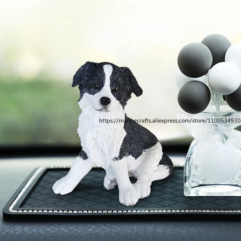 

Border Collie Dog Statue Realistic Car Dashboard Decor Lifelike Resin Animal Figurine for Home Office 3D Simulation