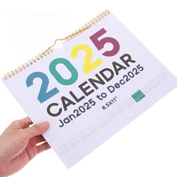 1pc 2025 Office Calendar Wall Hanging Calendar Clear Printed English Calendar European Style 2025 Planner Monthly Wall Calendar