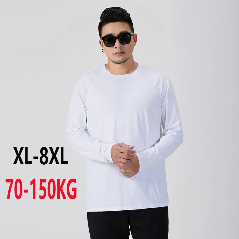 FENROOST Men's Plus Size Solid Long Sleeve T Shirt Loose Casual Basic Tops Oversized Undershirt Multiple Solid Color Options