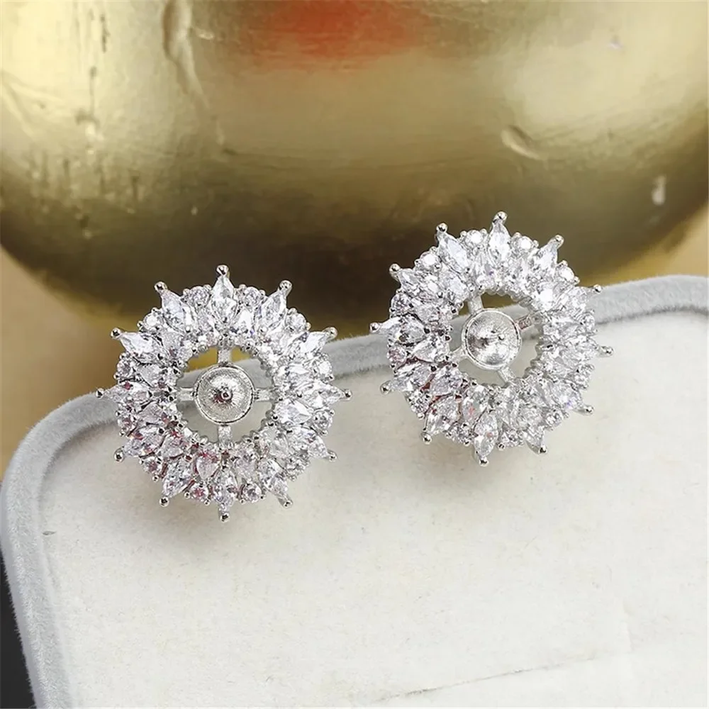 14K Gold Pearl Stud Earrings Setting Base Simple Fashion Handmade DIY Jewelry Making Findings 19 Style Temperament