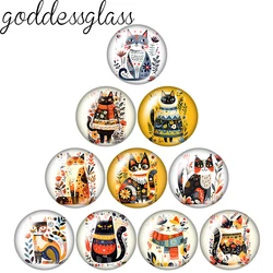 wearing scarf the Cat Flowers Cartoon 10pcs 12mm/18mm/20mm/25mm Round photo glass cabochon demo flat back Making findings