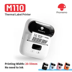 Phomemo M110 Mini Portable Thermal Label Printer Self-Adhesive Label Maker bluetooth Pocket Sticker Printer 53mm for School Home