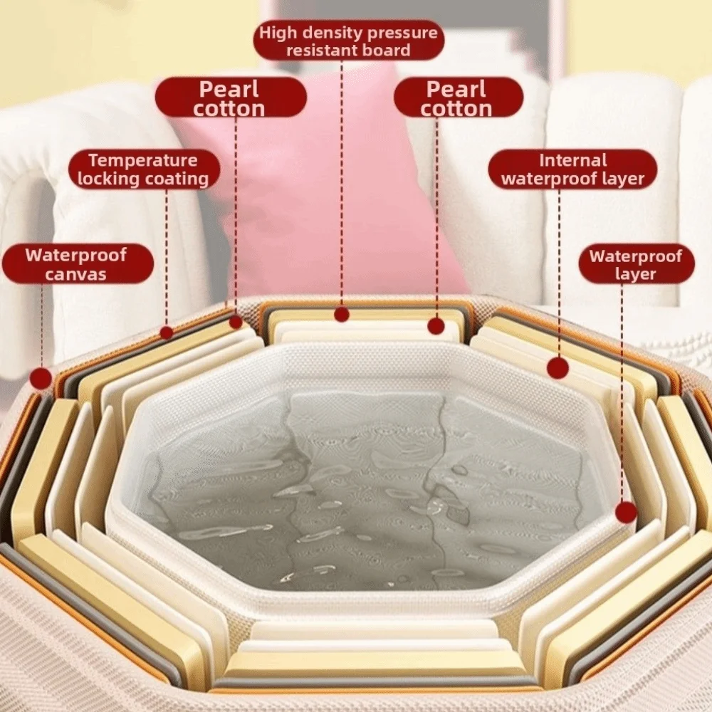 

Thickened Collapsible Foot Bath Heat Preservation Cartoon Foot Soaking Bucket Over Calf with Handles Portable Foot Bath Home
