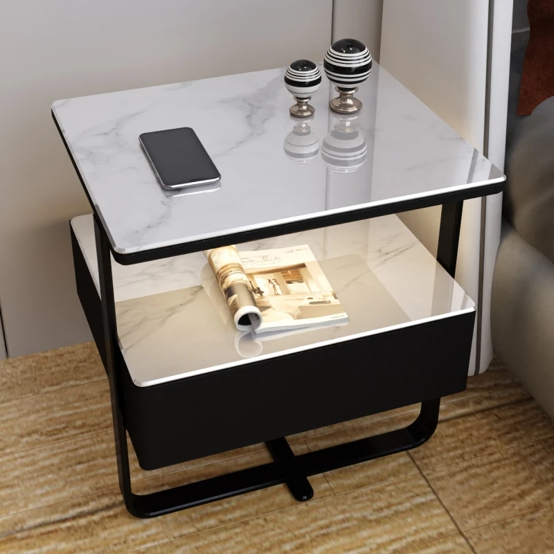 Smart Lamp Nightstand Bluetooth Wireless Charging Storage Shelf Nightstand Table Bed Side Aesthetic Mesitas De Noche Furniture